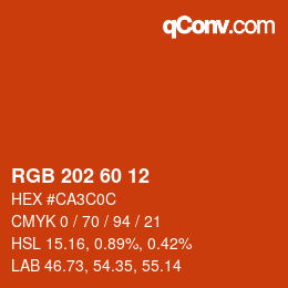 カラーコード: RGB 202 60 12 | qconv.com