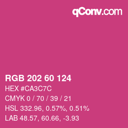 颜色代码: RGB 202 60 124 | qconv.com