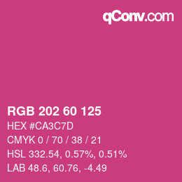 カラーコード: RGB 202 60 125 | qconv.com