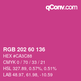 カラーコード: RGB 202 60 136 | qconv.com