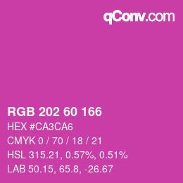 颜色代码: RGB 202 60 166 | qconv.com