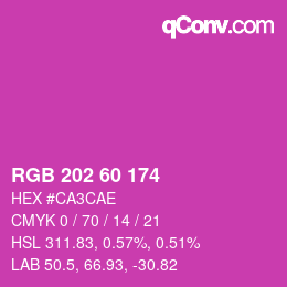 カラーコード: RGB 202 60 174 | qconv.com