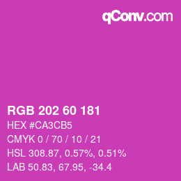 颜色代码: RGB 202 60 181 | qconv.com