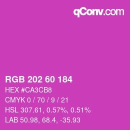 カラーコード: RGB 202 60 184 | qconv.com