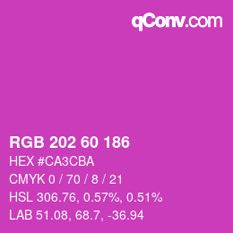 カラーコード: RGB 202 60 186 | qconv.com