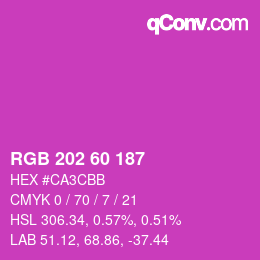 カラーコード: RGB 202 60 187 | qconv.com