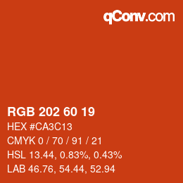 カラーコード: RGB 202 60 19 | qconv.com