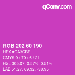 カラーコード: RGB 202 60 190 | qconv.com