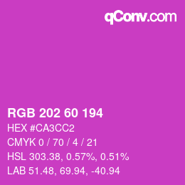 カラーコード: RGB 202 60 194 | qconv.com