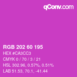 颜色代码: RGB 202 60 195 | qconv.com