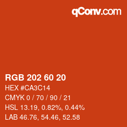 カラーコード: RGB 202 60 20 | qconv.com