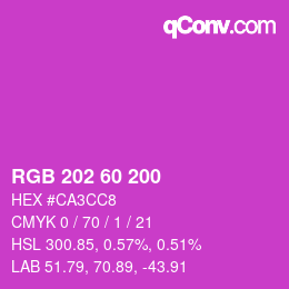 カラーコード: RGB 202 60 200 | qconv.com