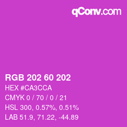 カラーコード: RGB 202 60 202 | qconv.com