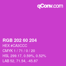 Color code: RGB 202 60 204 | qconv.com