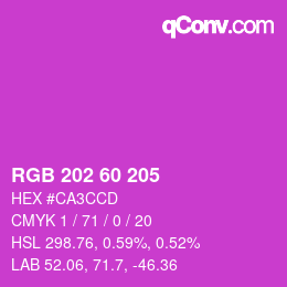 カラーコード: RGB 202 60 205 | qconv.com