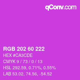 カラーコード: RGB 202 60 222 | qconv.com