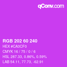 カラーコード: RGB 202 60 240 | qconv.com