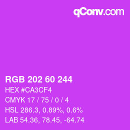 カラーコード: RGB 202 60 244 | qconv.com