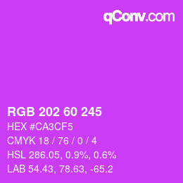 カラーコード: RGB 202 60 245 | qconv.com