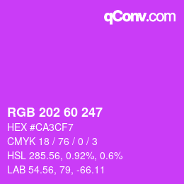 颜色代码: RGB 202 60 247 | qconv.com