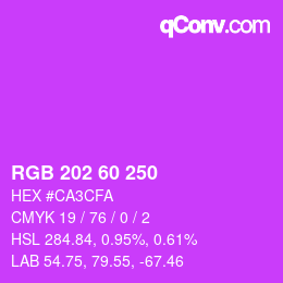 カラーコード: RGB 202 60 250 | qconv.com