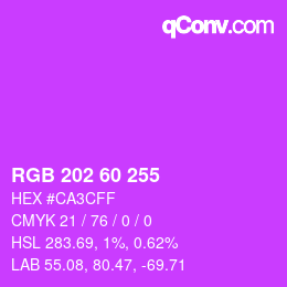 颜色代码: RGB 202 60 255 | qconv.com