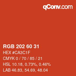 Color code: RGB 202 60 31 | qconv.com