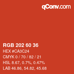 カラーコード: RGB 202 60 36 | qconv.com