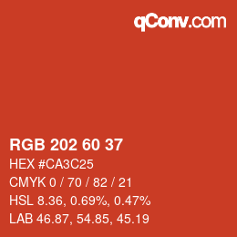 Color code: RGB 202 60 37 | qconv.com
