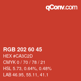 カラーコード: RGB 202 60 45 | qconv.com
