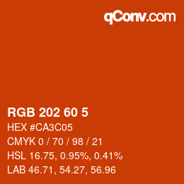 カラーコード: RGB 202 60 5 | qconv.com
