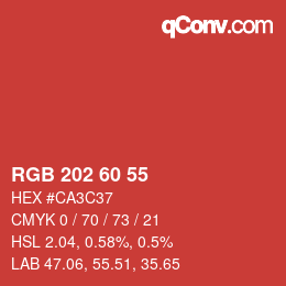 カラーコード: RGB 202 60 55 | qconv.com
