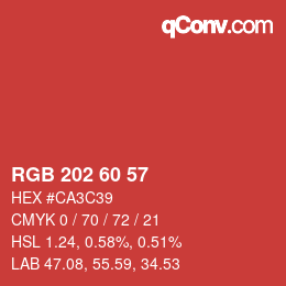 Color code: RGB 202 60 57 | qconv.com