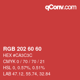 Color code: RGB 202 60 60 | qconv.com