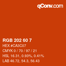 カラーコード: RGB 202 60 7 | qconv.com