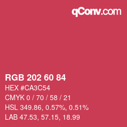 カラーコード: RGB 202 60 84 | qconv.com