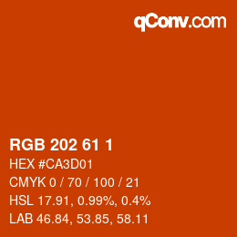 Color code: RGB 202 61 1 | qconv.com