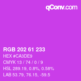 カラーコード: RGB 202 61 233 | qconv.com