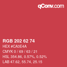 Code couleur: RGB 202 62 74 | qconv.com