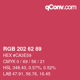 Farbcode: RGB 202 62 89 | qconv.com
