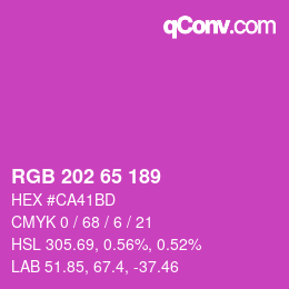 颜色代码: RGB 202 65 189 | qconv.com