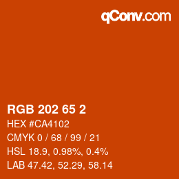 カラーコード: RGB 202 65 2 | qconv.com