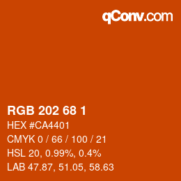 Color code: RGB 202 68 1 | qconv.com