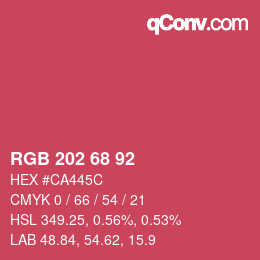 カラーコード: RGB 202 68 92 | qconv.com