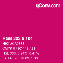 カラーコード: RGB 202 6 104 | qconv.com