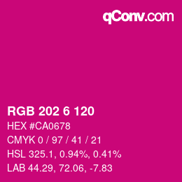 颜色代码: RGB 202 6 120 | qconv.com
