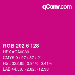 カラーコード: RGB 202 6 128 | qconv.com