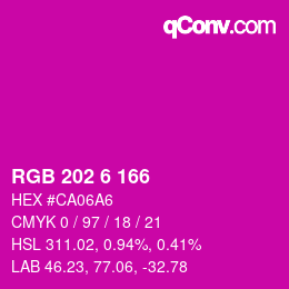 Color code: RGB 202 6 166 | qconv.com