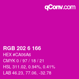 Color code: RGB 202 6 166 | qconv.com