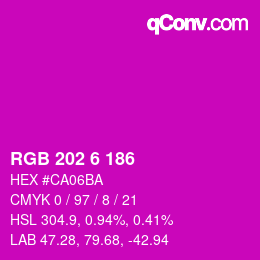 カラーコード: RGB 202 6 186 | qconv.com